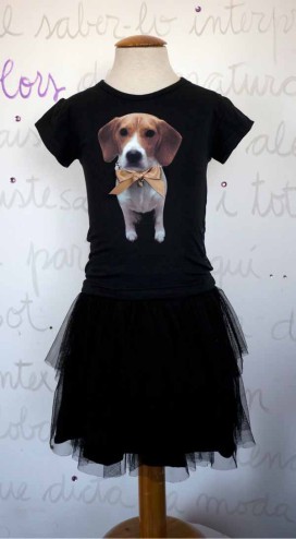 falda de tul negra con camiseta de perrito de Elisabeth Puig en Chulakids.ropa chula.jpeg