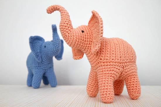 muñecos de ganchillo: elefantes